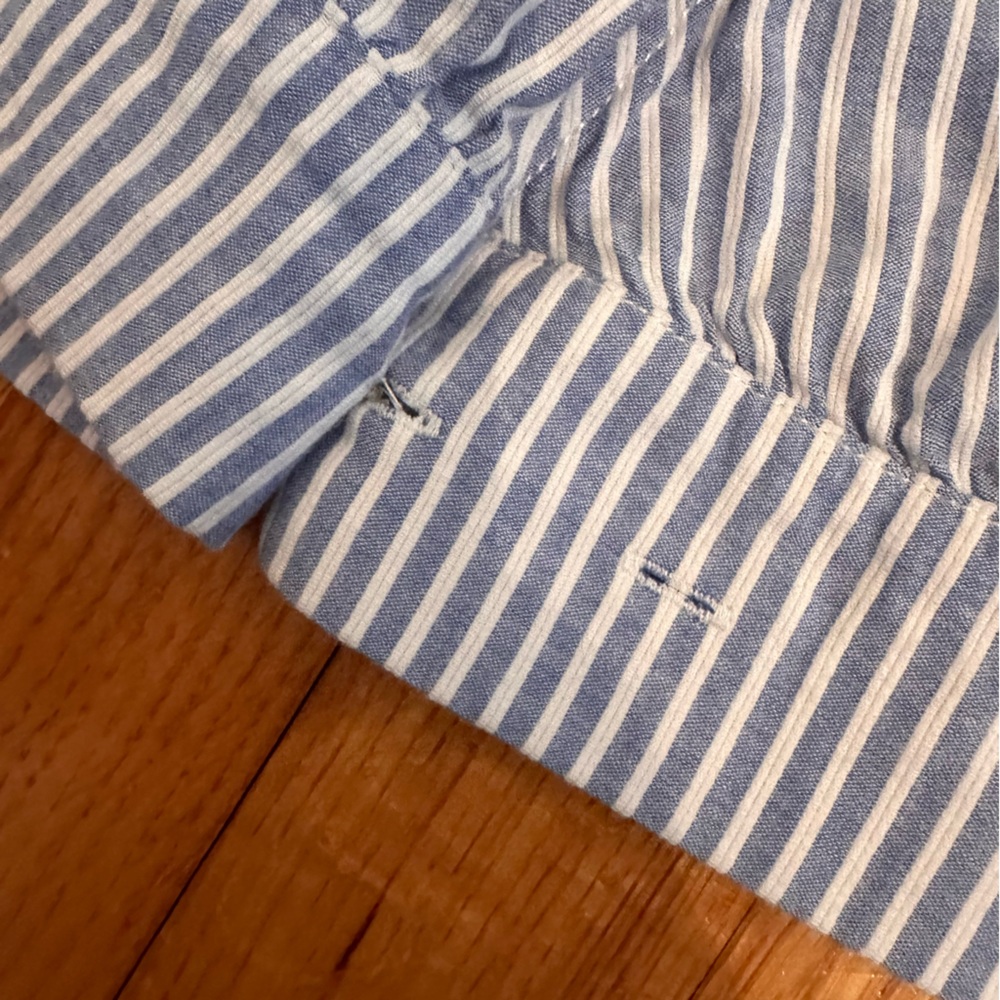 J Crew Womens Blue & White Striped WrapEmbroidered Pineapple Top Bluse Sz L(k11) - Picture 13 of 15